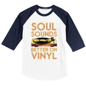 Soul Sounds Better On Vinyl Retro 70s Music Disco Funky Baseball Sleeve Shirt