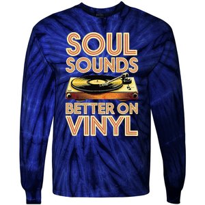 Soul Sounds Better On Vinyl Retro 70s Music Disco Funky Tie-Dye Long Sleeve Shirt