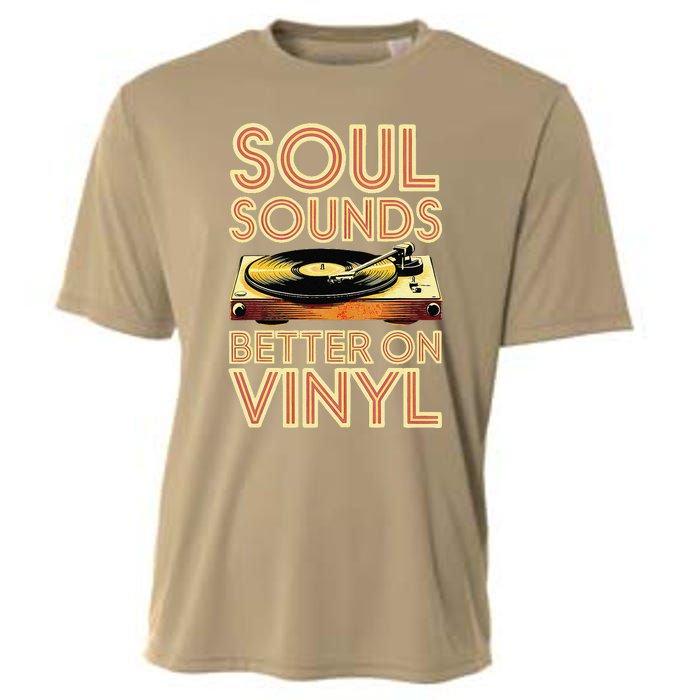 Soul Sounds Better On Vinyl Retro 70s Music Disco Funky Cooling Performance Crew T-Shirt