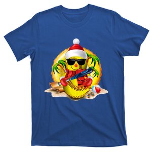 Santa Softball Ball Sunglasses Xmas Lights Christmas In July Gift T-Shirt