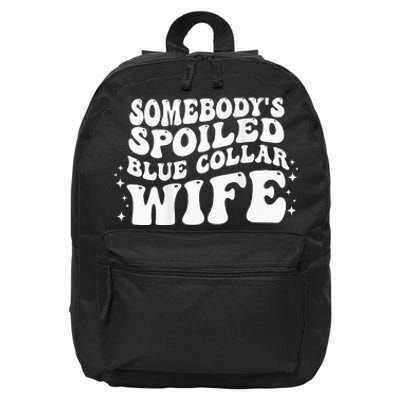 Somebodys Spoiled Blue Collar Wife Groovy Mother's Day 16 in Basic Backpack