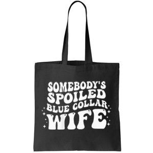 Somebodys Spoiled Blue Collar Wife Groovy Mother's Day Tote Bag