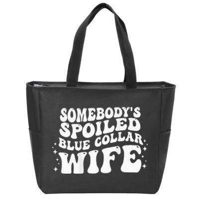 Somebodys Spoiled Blue Collar Wife Groovy Mother's Day Zip Tote Bag