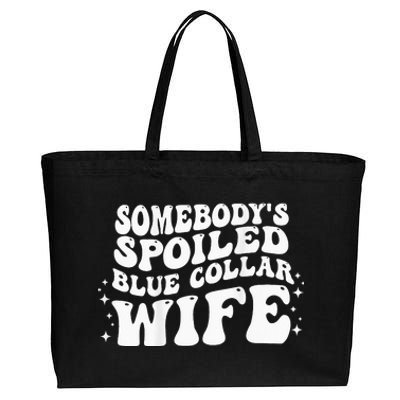 Somebodys Spoiled Blue Collar Wife Groovy Mother's Day Cotton Canvas Jumbo Tote