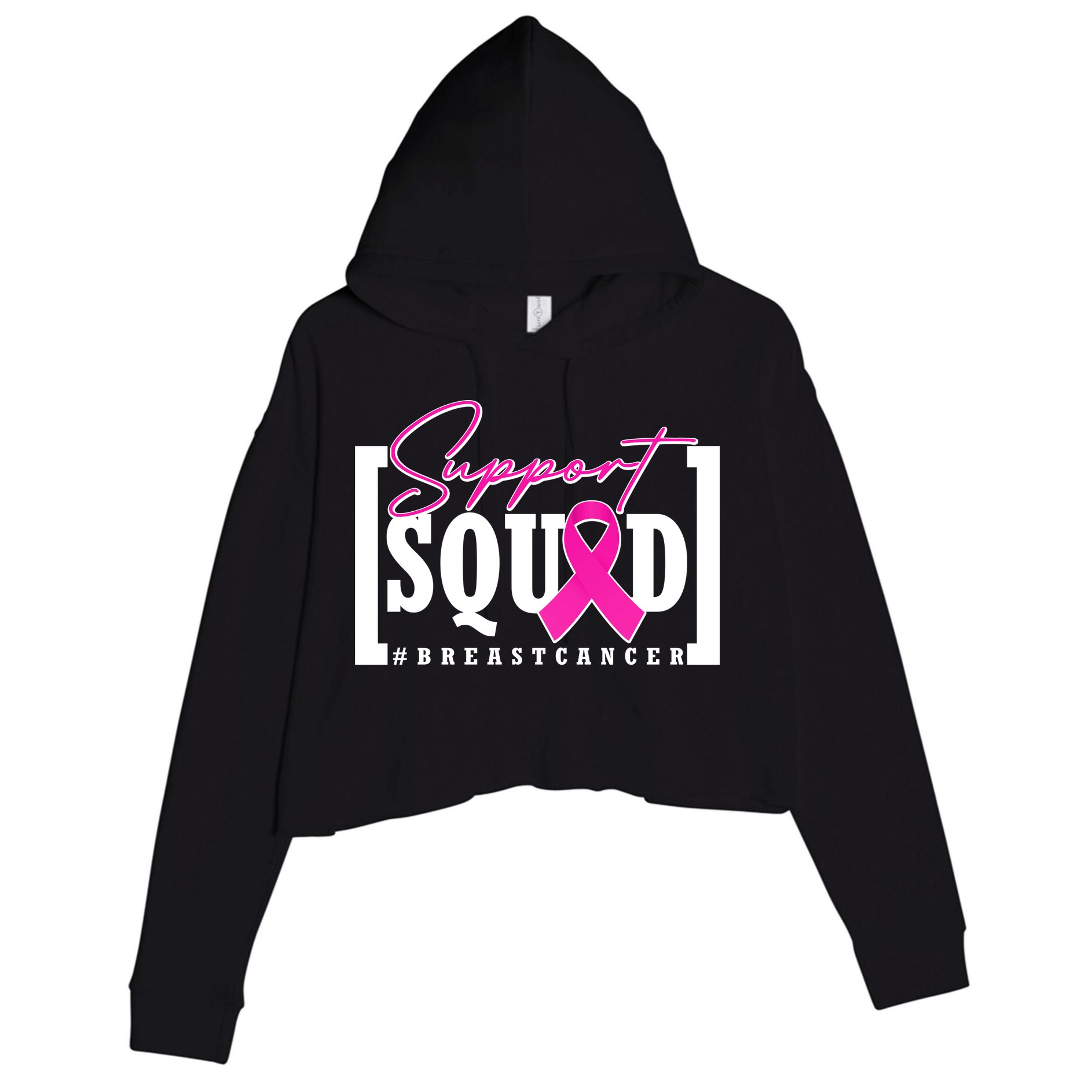 Support Squad #Breast Cancer Awareness Warrior Crop Fleece Hoodie