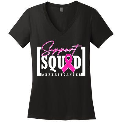 Support Squad #Breast Cancer Awareness Warrior Women's V-Neck T-Shirt