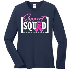 Support Squad #Breast Cancer Awareness Warrior Ladies Long Sleeve Shirt