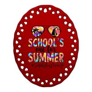 Summer School Bus Driver Day Out For Summer Tie Dye Ceramic Oval Ornament