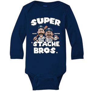 Super Stache Bros Baby Long Sleeve Bodysuit