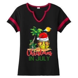 Santa Softball Ball Sunglasses Xmas Lights Christmas In July Great Gift Ladies Halftime Notch Neck Tee