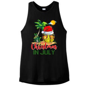 Santa Softball Ball Sunglasses Xmas Lights Christmas In July Great Gift Ladies PosiCharge Tri-Blend Wicking Tank