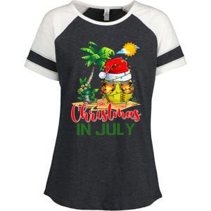 Santa Softball Ball Sunglasses Xmas Lights Christmas In July Great Gift Enza Ladies Jersey Colorblock Tee