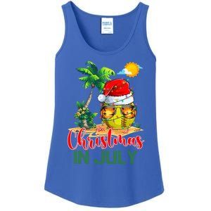 Santa Softball Ball Sunglasses Xmas Lights Christmas In July Great Gift Ladies Essential Tank