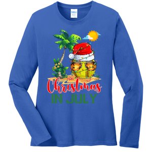 Santa Softball Ball Sunglasses Xmas Lights Christmas In July Great Gift Ladies Long Sleeve Shirt