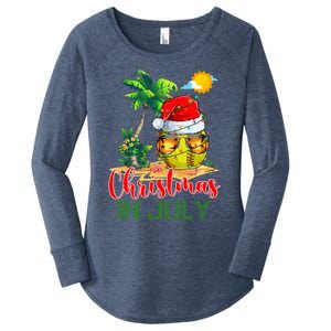 Santa Softball Ball Sunglasses Xmas Lights Christmas In July Great Gift Women's Perfect Tri Tunic Long Sleeve Shirt