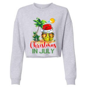 Santa Softball Ball Sunglasses Xmas Lights Christmas In July Great Gift Cropped Pullover Crew