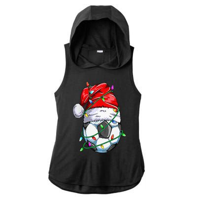 Santa Soccer Ball Sports Design Christmas Soccer Player Ladies PosiCharge Tri-Blend Wicking Draft Hoodie Tank