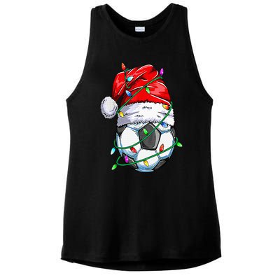 Santa Soccer Ball Sports Design Christmas Soccer Player Ladies PosiCharge Tri-Blend Wicking Tank