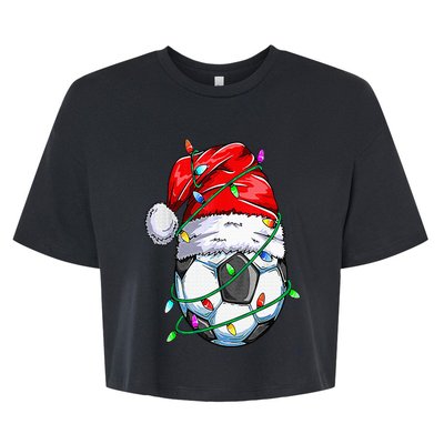 Santa Soccer Ball Sports Design Christmas Soccer Player Bella+Canvas Jersey Crop Tee