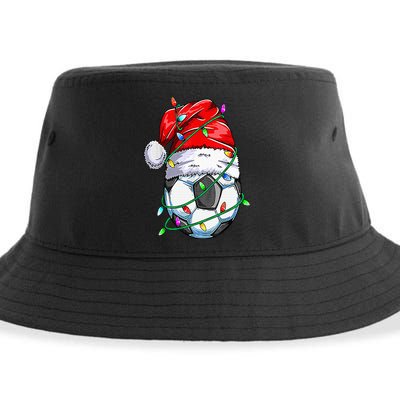 Santa Soccer Ball Sports Design Christmas Soccer Player Sustainable Bucket Hat