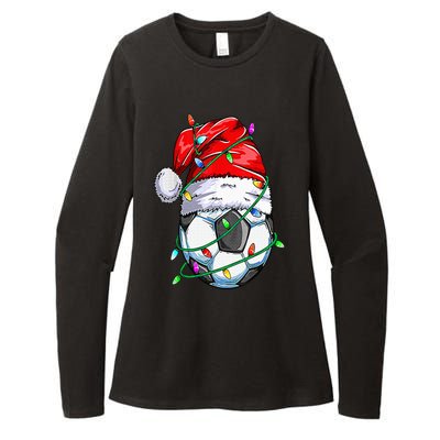 Santa Soccer Ball Sports Design Christmas Soccer Player Womens CVC Long Sleeve Shirt