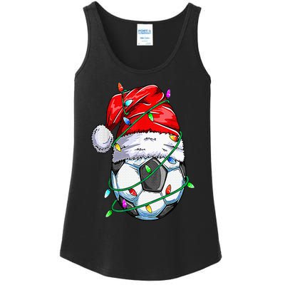 Santa Soccer Ball Sports Design Christmas Soccer Player Ladies Essential Tank