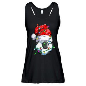 Santa Soccer Ball Sports Design Christmas Soccer Player Ladies Essential Flowy Tank