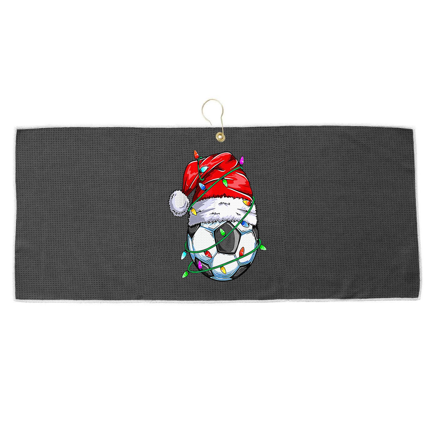 Santa Soccer Ball Sports Design Christmas Soccer Player Large Microfiber Waffle Golf Towel