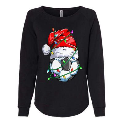 Santa Soccer Ball Sports Design Christmas Soccer Player Womens California Wash Sweatshirt