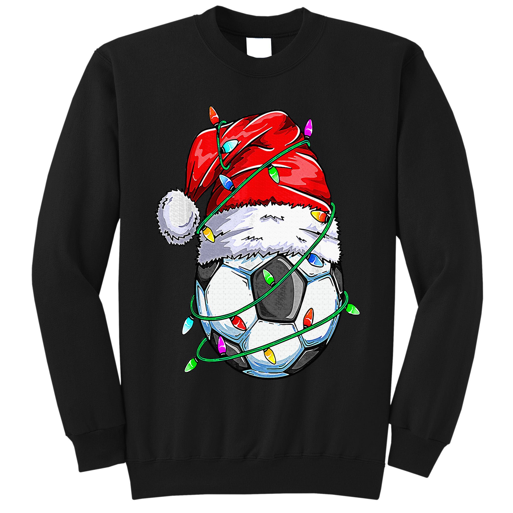 Santa Soccer Ball Sports Design Christmas Soccer Player Tall Sweatshirt
