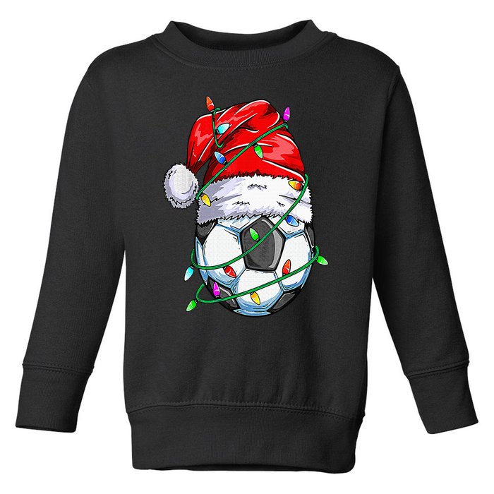 Santa Soccer Ball Sports Design Christmas Soccer Player Toddler Sweatshirt