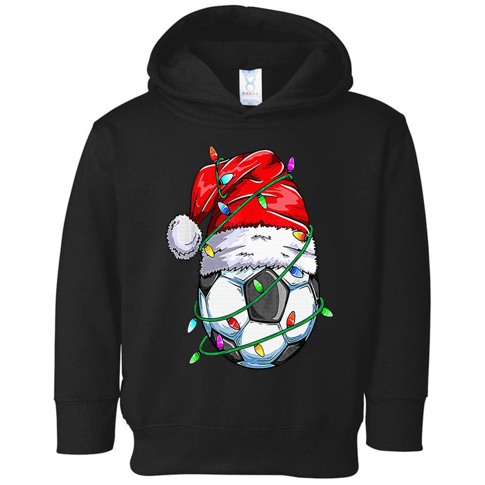 Santa Soccer Ball Sports Design Christmas Soccer Player Toddler Hoodie