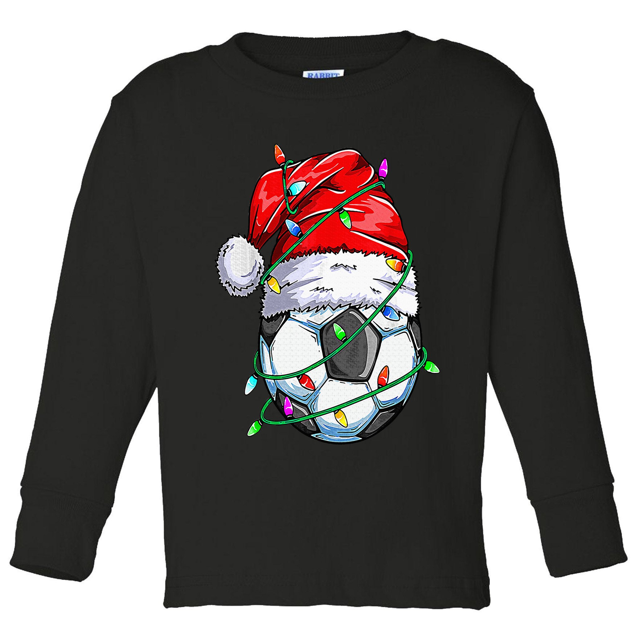 Santa Soccer Ball Sports Design Christmas Soccer Player Toddler Long Sleeve Shirt