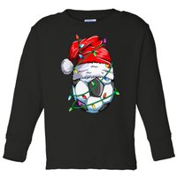 Santa Soccer Ball Sports Design Christmas Soccer Player Toddler Long Sleeve Shirt