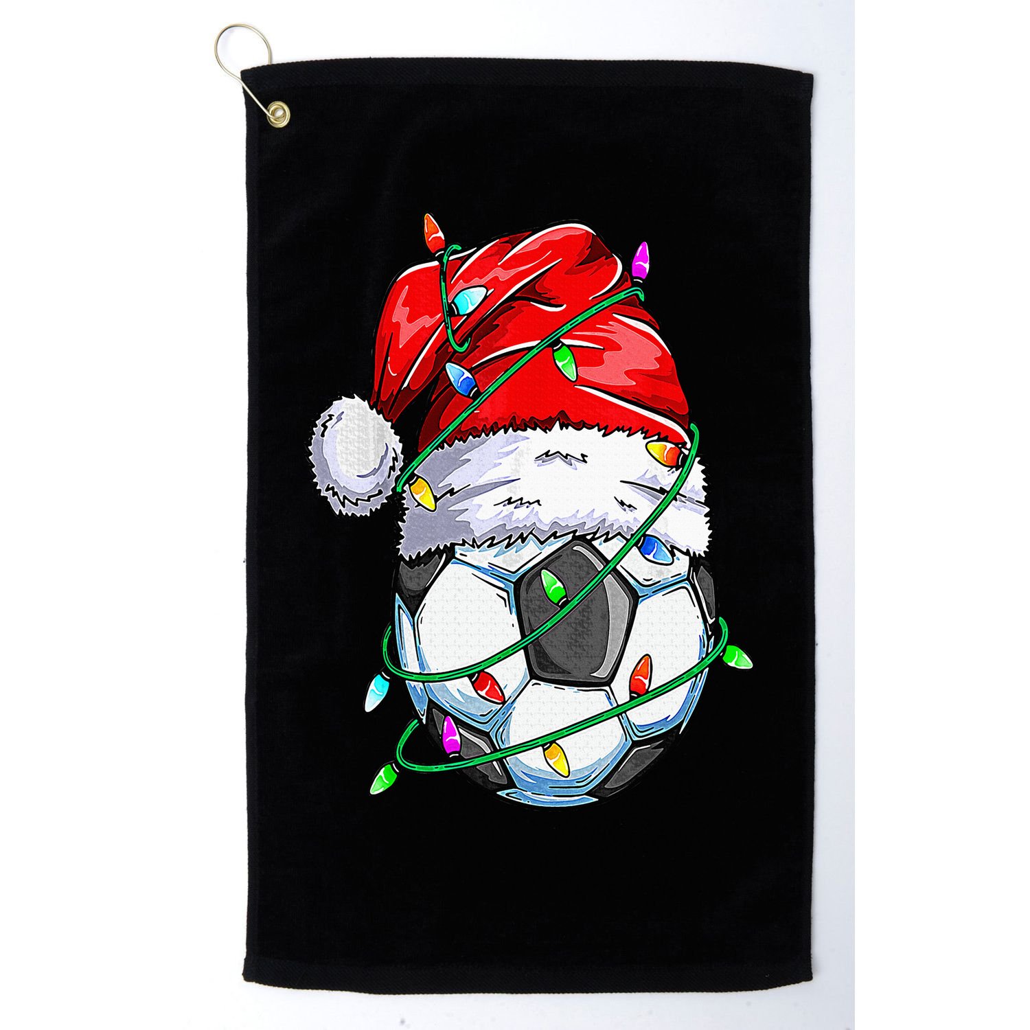 Santa Soccer Ball Sports Design Christmas Soccer Player Golf Towel