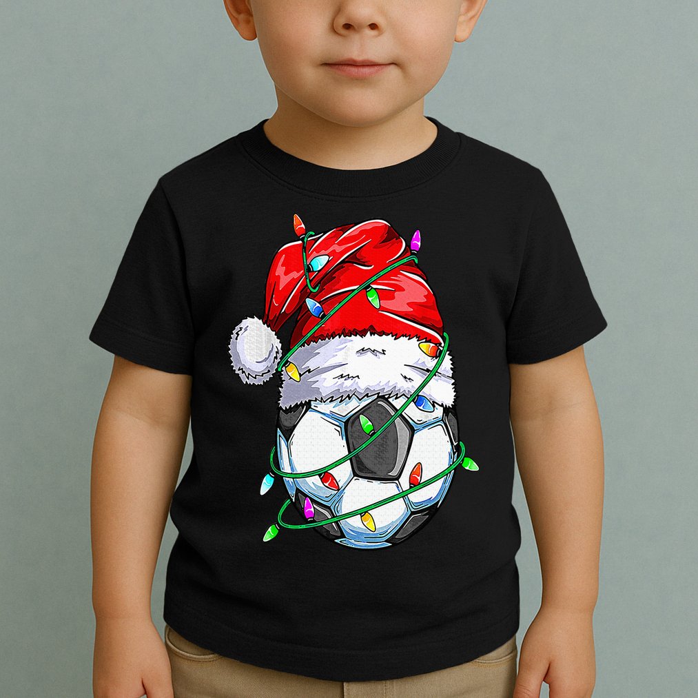 Santa Soccer Ball Sports Design Christmas Soccer Player Toddler T-Shirt