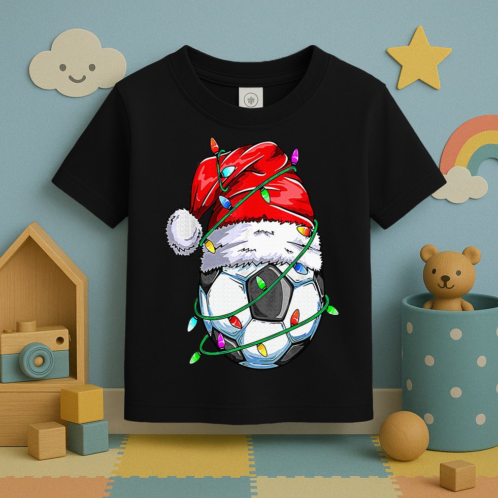Santa Soccer Ball Sports Design Christmas Soccer Player Toddler T-Shirt