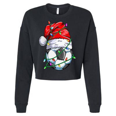 Santa Soccer Ball Sports Design Christmas Soccer Player Cropped Pullover Crew