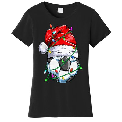 Santa Soccer Ball Sports Design Christmas Soccer Player Women's T-Shirt