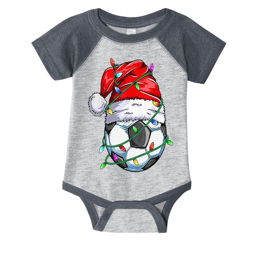 Santa Soccer Ball Sports Design Christmas Soccer Player Infant Baby Jersey Bodysuit