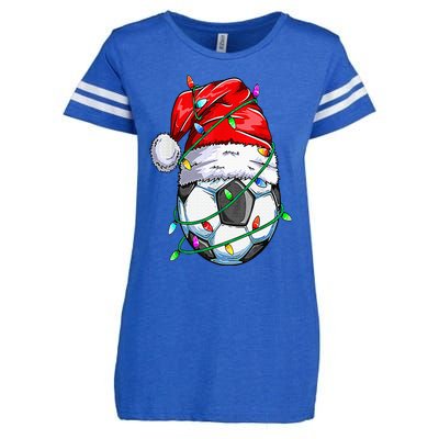 Santa Soccer Ball Sports Design Christmas Soccer Player Enza Ladies Jersey Football T-Shirt