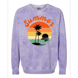 Summer Sunset Beach Retro Vacation Colorblast Crewneck Sweatshirt