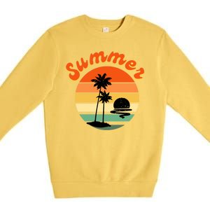 Summer Sunset Beach Retro Vacation Premium Crewneck Sweatshirt