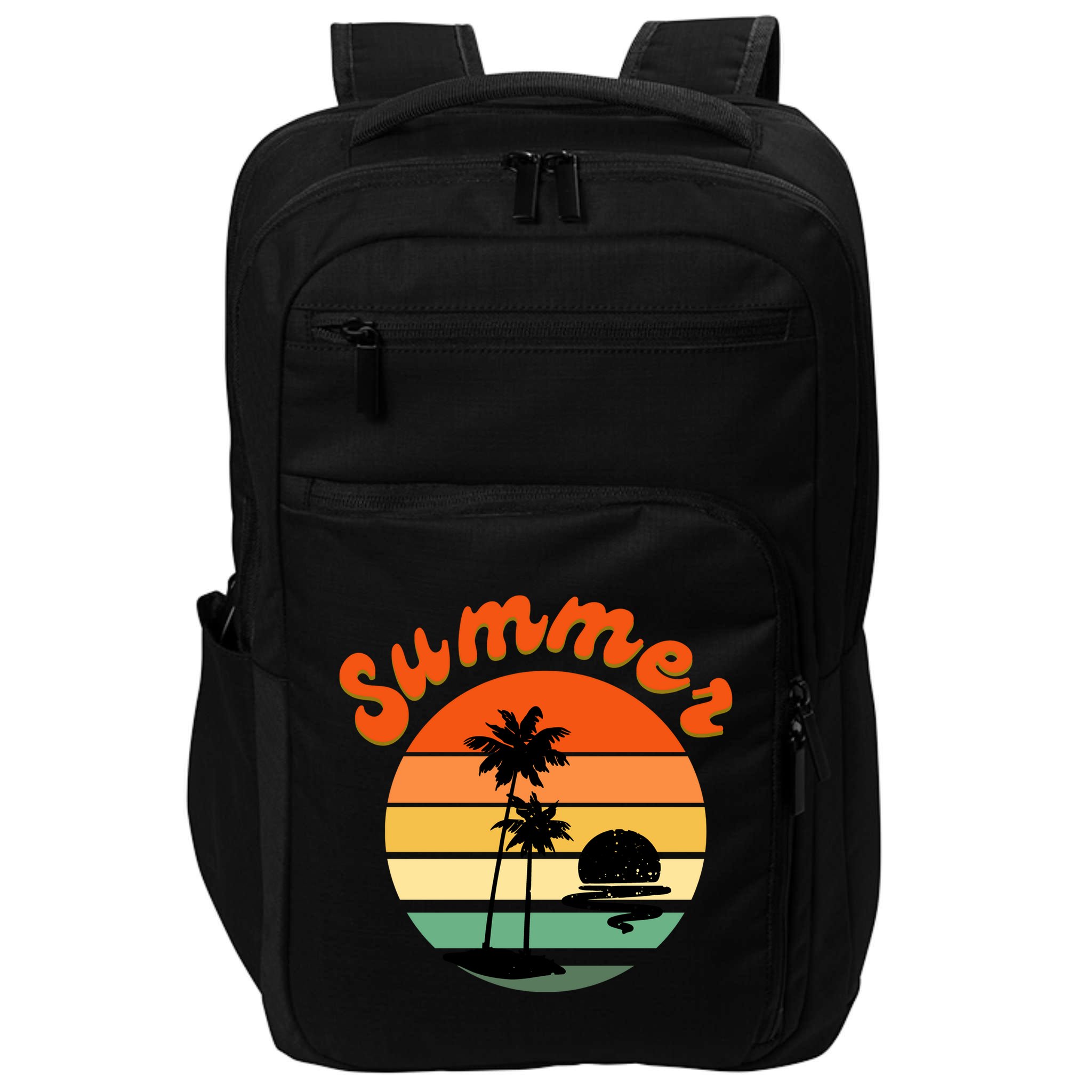 Summer Sunset Beach Retro Vacation Impact Tech Backpack