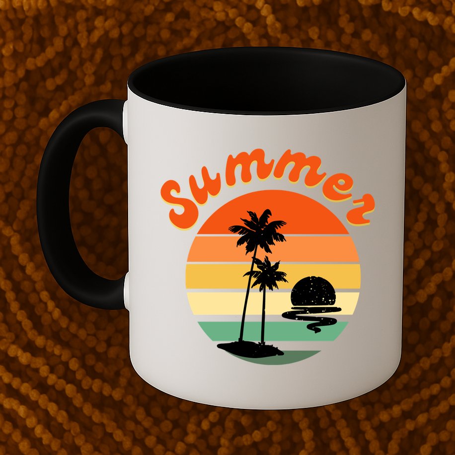 Summer Sunset Beach Retro Vacation Mug