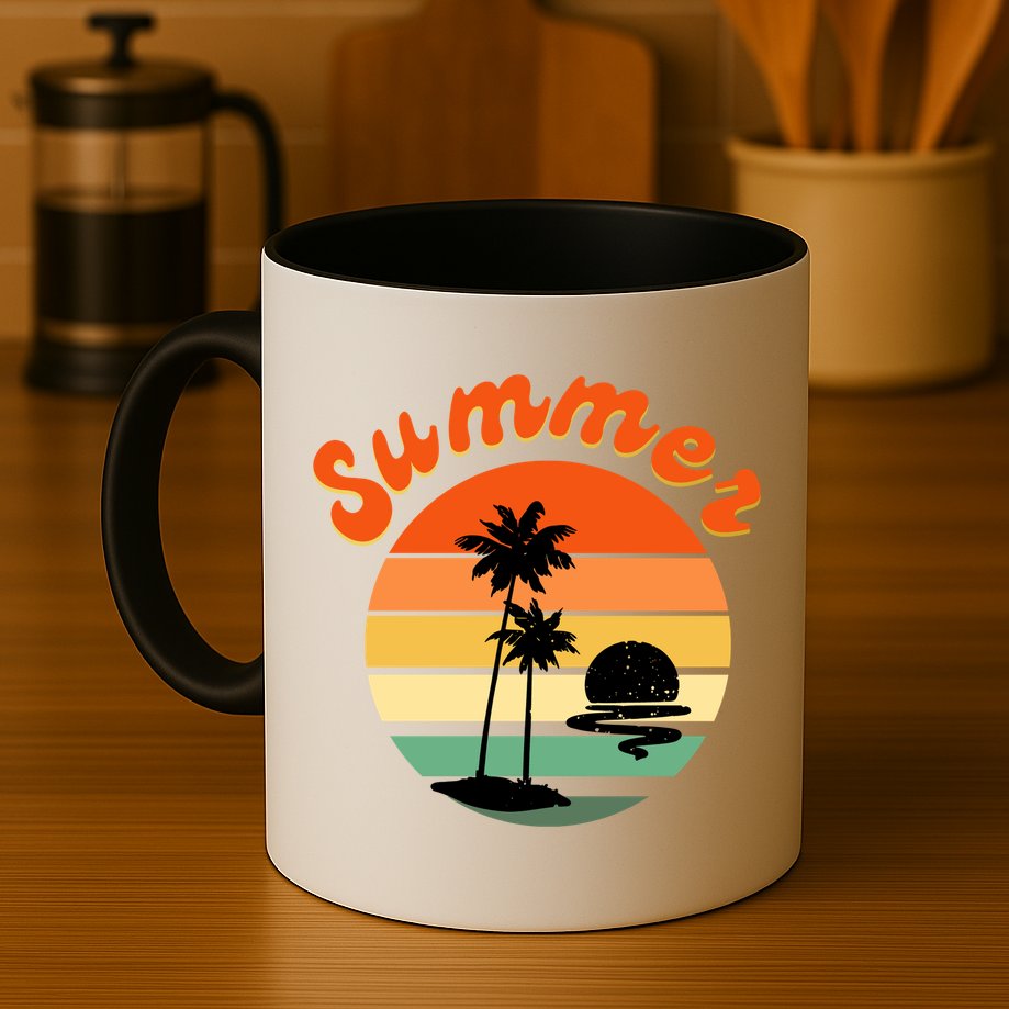 Summer Sunset Beach Retro Vacation Mug