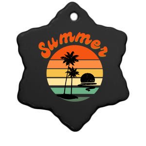 Summer Sunset Beach Retro Vacation Ceramic Star Ornament