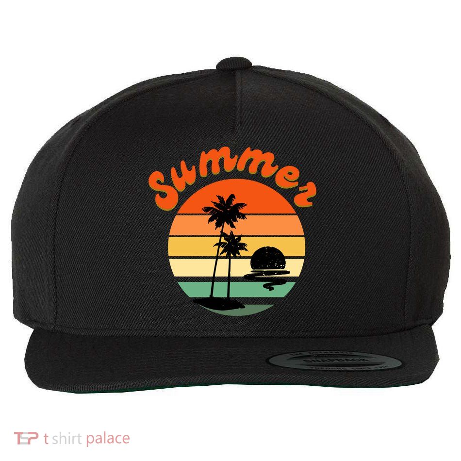 Summer Sunset Beach Retro Vacation Wool Snapback Cap