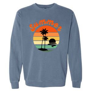 Summer Sunset Beach Retro Vacation Garment-Dyed Sweatshirt