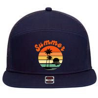 Summer Sunset Beach Retro Vacation 7 Panel Mesh Trucker Snapback Hat